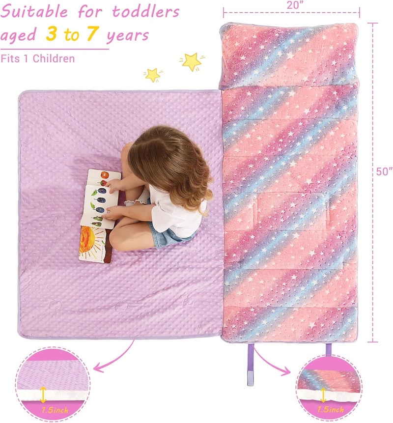 lasoftan Toddler Nap Mat with Pillow and Blanket, Extra Large Rolled Napping Mats,Slumber Bags for Boys Girls,Kids Sleeping Bag for Daycare, Preschool Travel Camping - Image 5